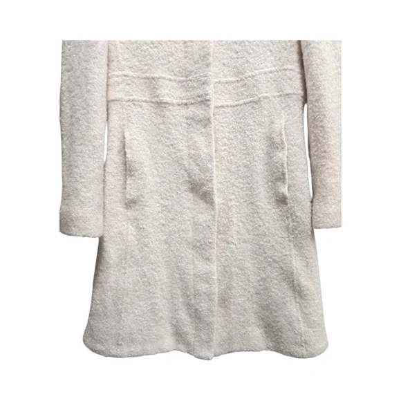 Vintage Marvin Richards Trench Coat Cream Bouclé Wool Blend Size Medium EUC - Picture 14 of 16